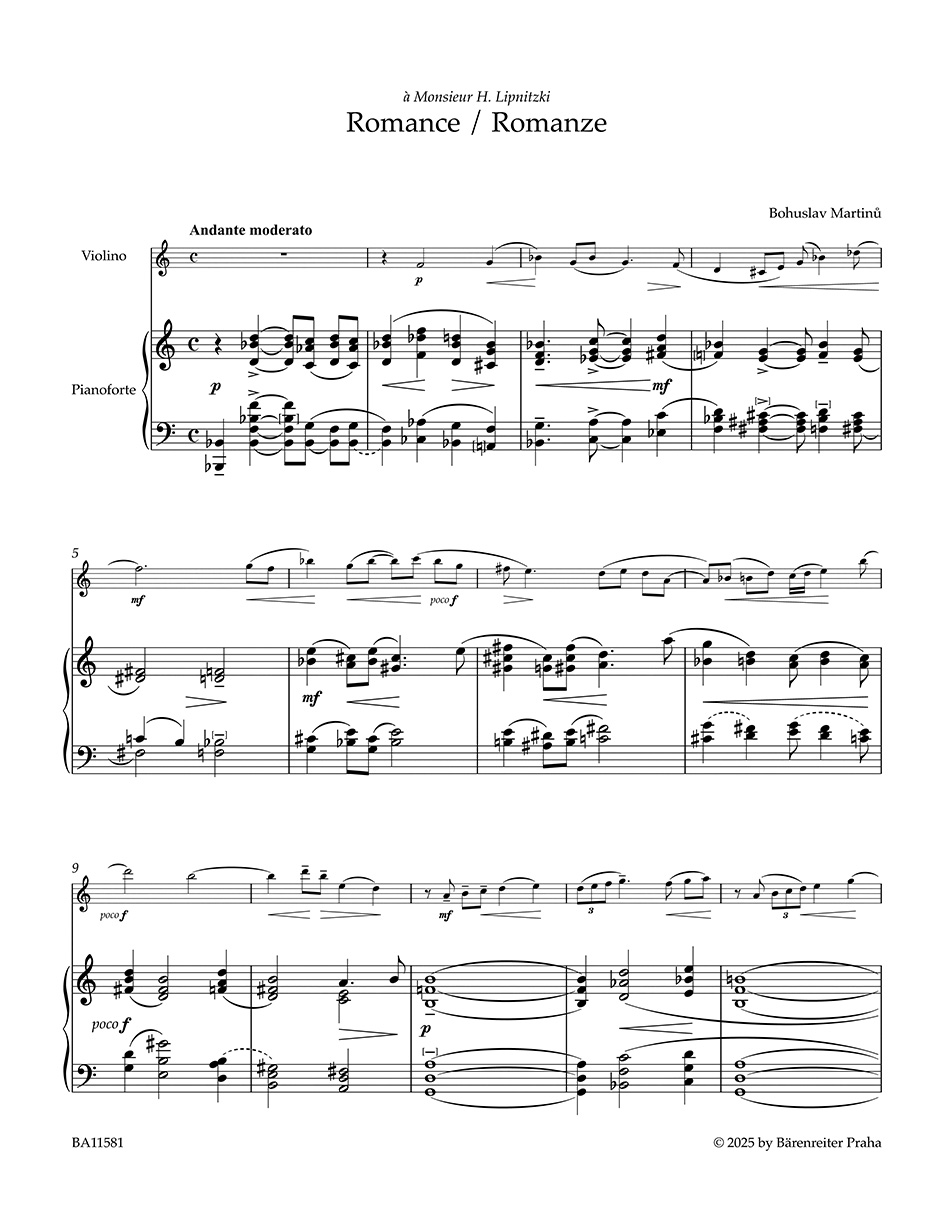Anderes Coverbild Romanze für Violine und Klavier H 186bis