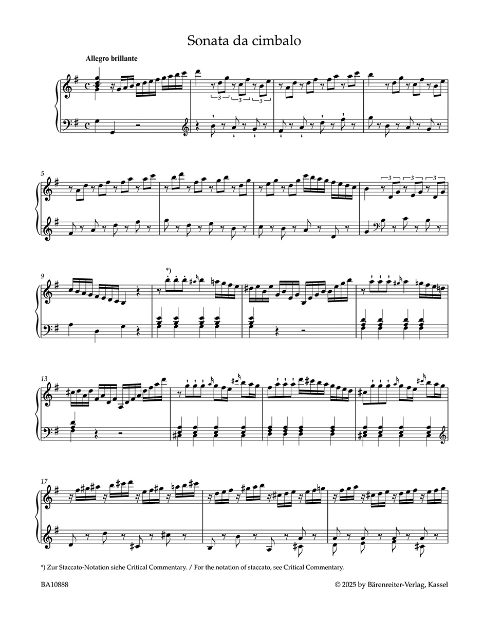 Anderes Coverbild Sonata da Cimbalo für Tasteninstrument G-Dur (1769)