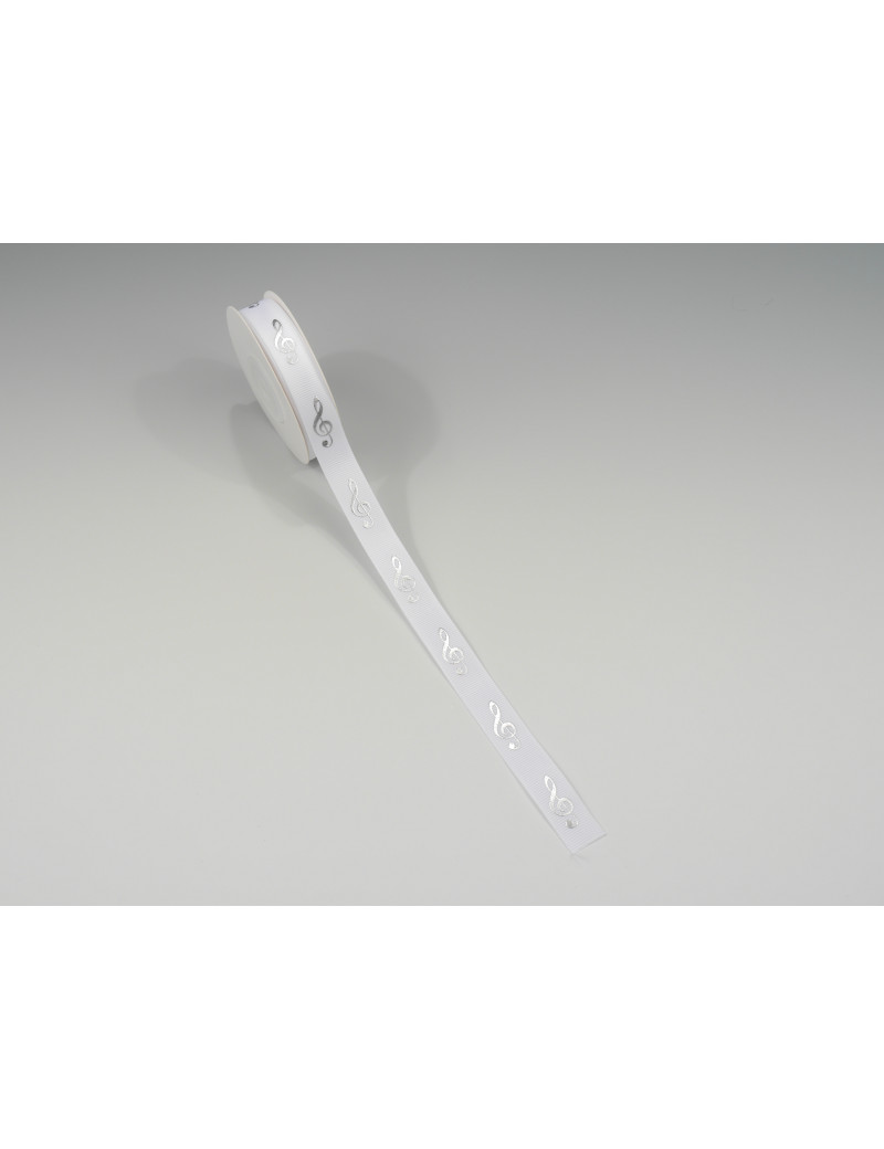 Vorderes Coverbild Geschenkband Violinschlüssel, weiß / silber