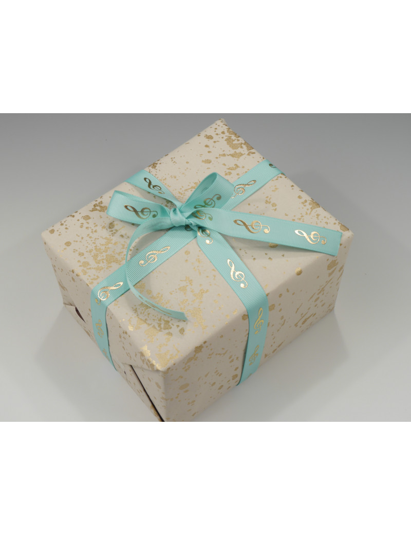 Anderes Coverbild Geschenkband Violinschlüssel, aqua / gold