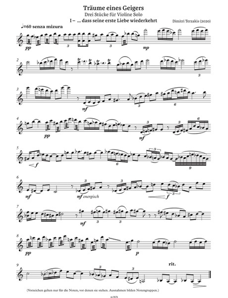 Anderes Coverbild Träume eines Geigers für Violine solo (2010/rev. 2020)