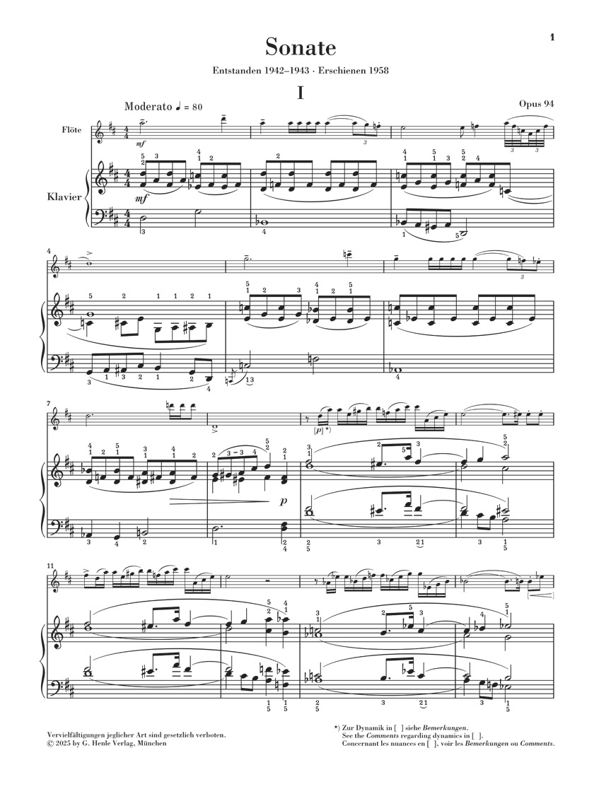Anderes Coverbild Flötensonate D-dur op. 94