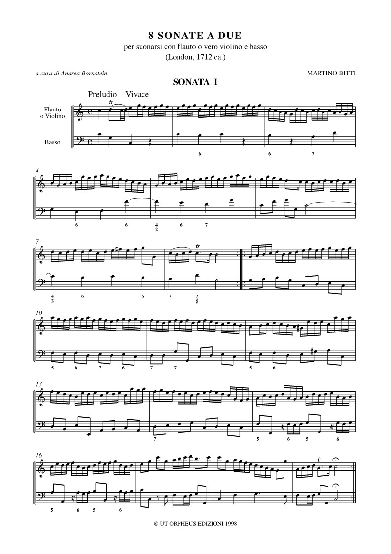 Anderes Coverbild 8 Sonate a due per suonarsi con Flauto o vero Violino e Basso (London c.1711)