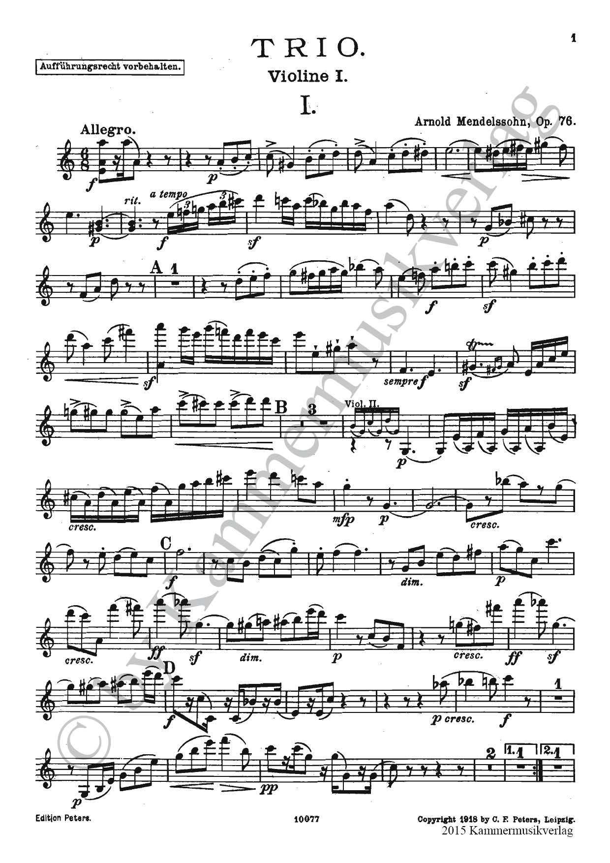 Anderes Coverbild Klaviertrio a-Moll op. 76 (1918)