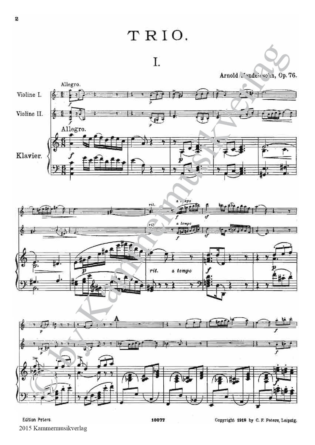 Anderes Coverbild Klaviertrio a-Moll op. 76 (1918)