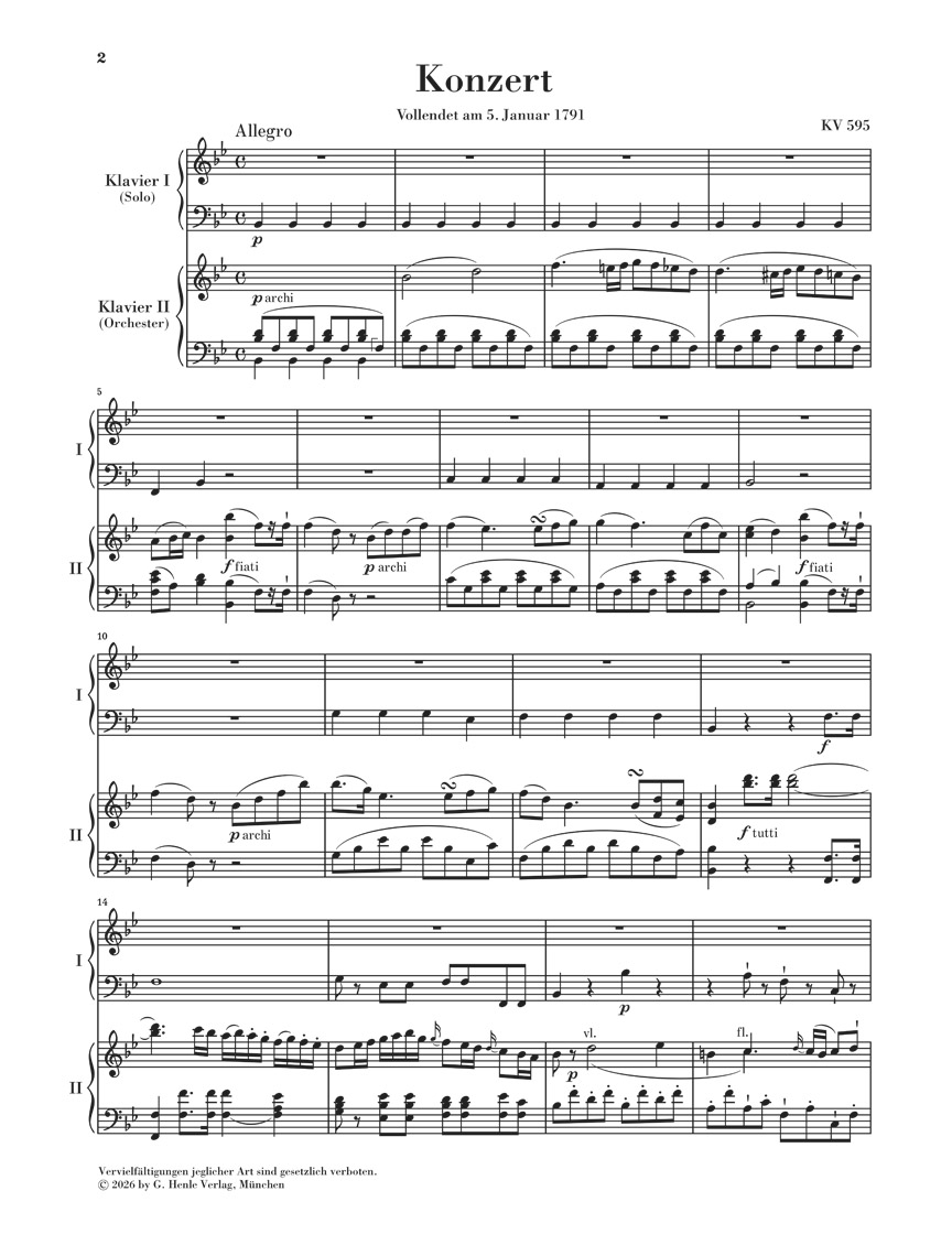 Anderes Coverbild Klavierkonzert Nr. 27 B-dur KV 595