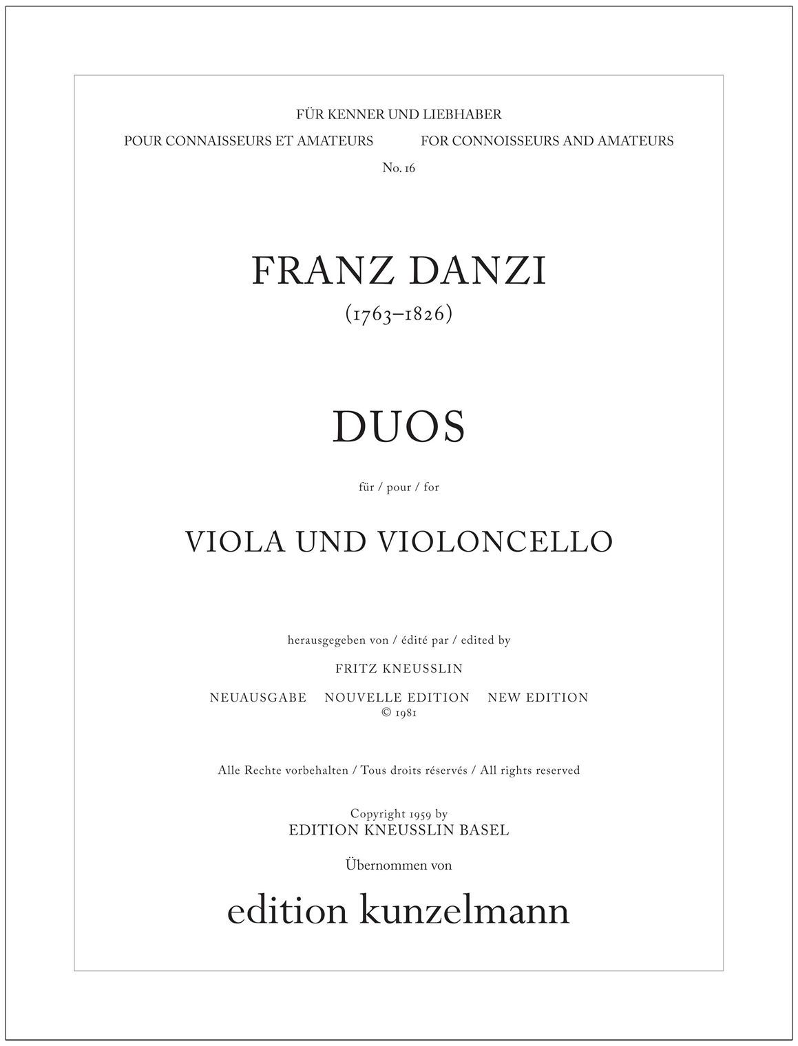 Vorderes Coverbild Duos für Viola und Violoncello