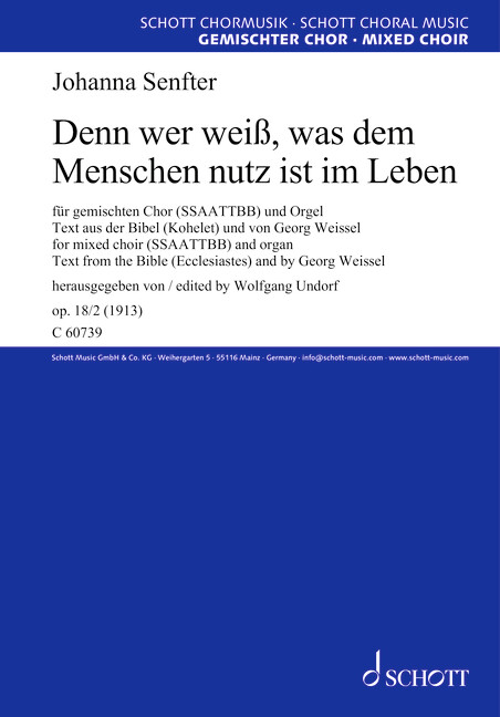 Vorderes Coverbild Denn wer weiß, was dem Menschen nutz ist im Leben op. 18/2