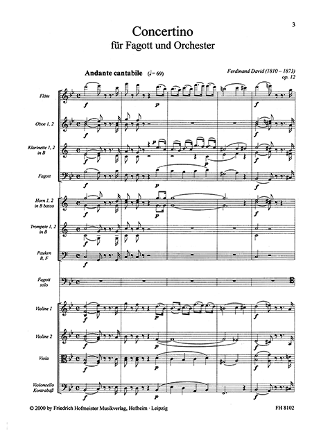 Anderes Coverbild Concertino für Fagott und Orchester op. 12