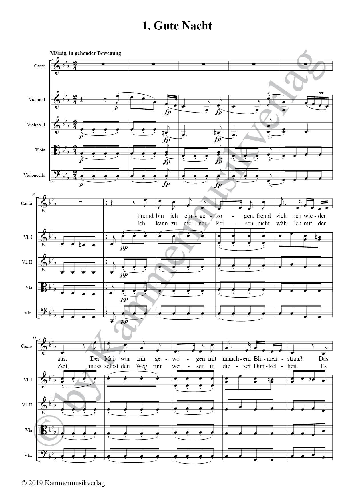 Anderes Coverbild Winterreise für mittlere Stimme und Streichquartett