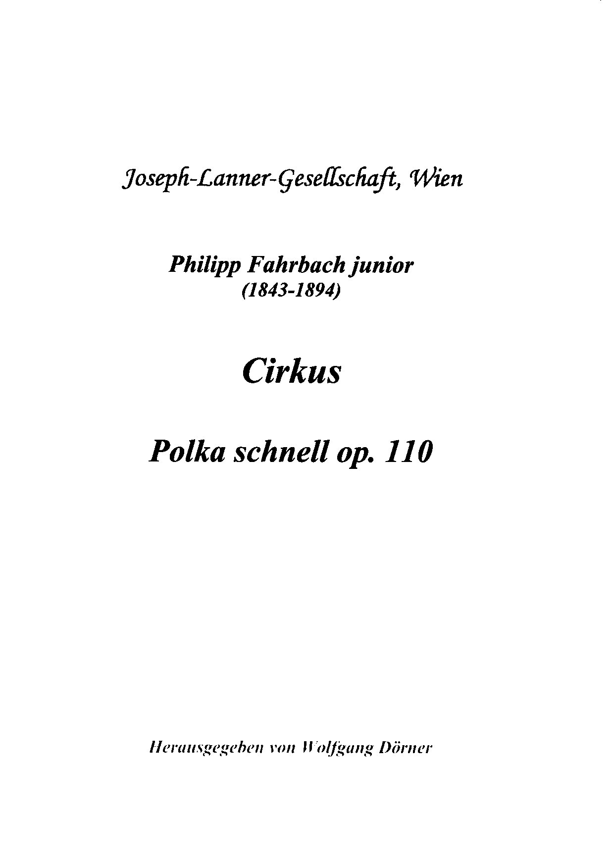 Vorderes Coverbild Cirkus, op. 110