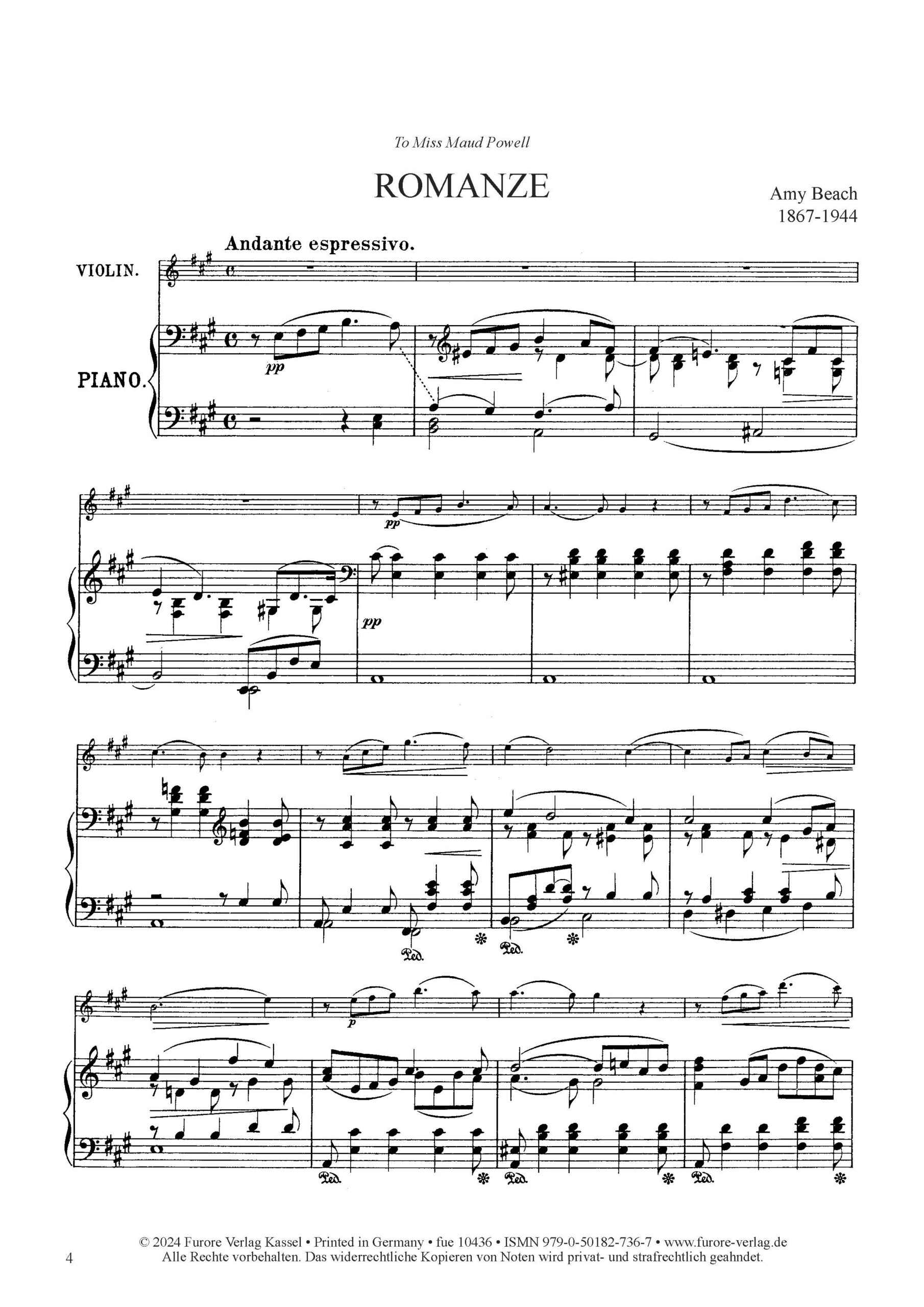 Anderes Coverbild Romanze für Violine und Klavier op. 23
