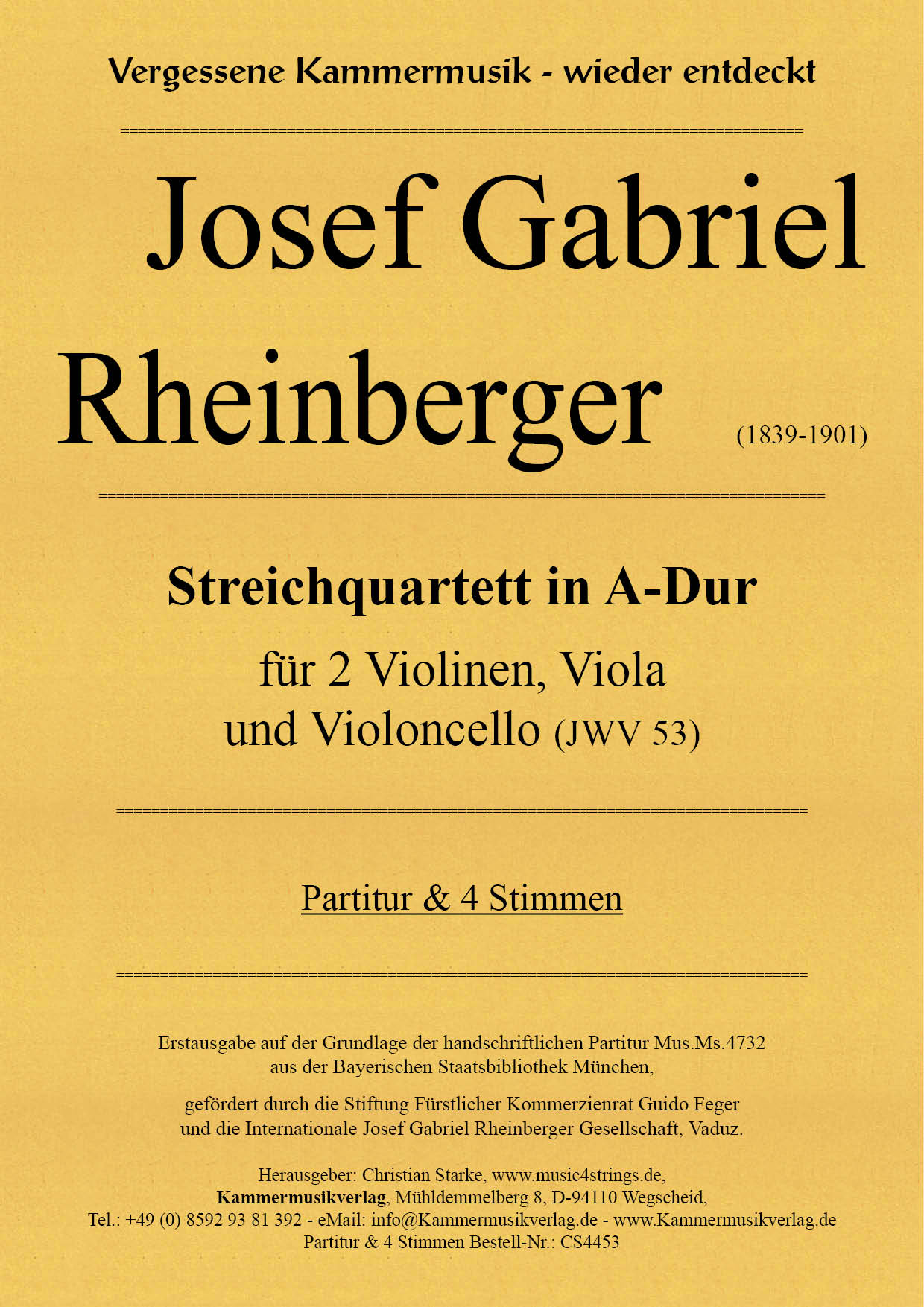 Vorderes Coverbild Streichquartett A-Dur JWV 53