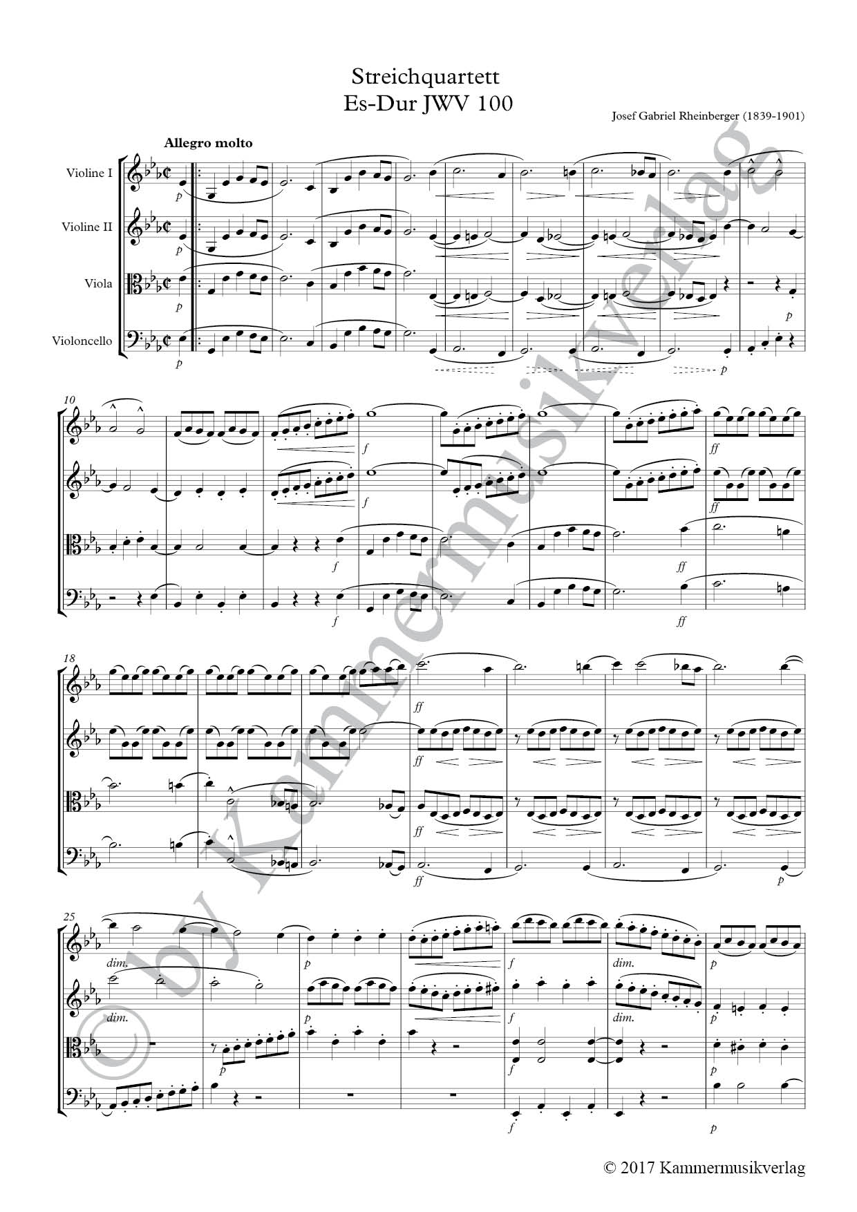 Anderes Coverbild Streichquartett Es-Dur JWV 100