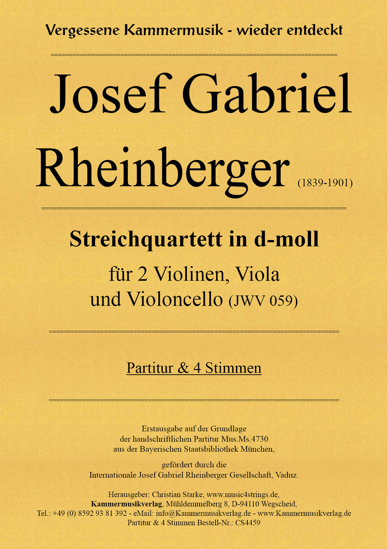 Vorderes Coverbild Streichquartett g-Moll JWV 059