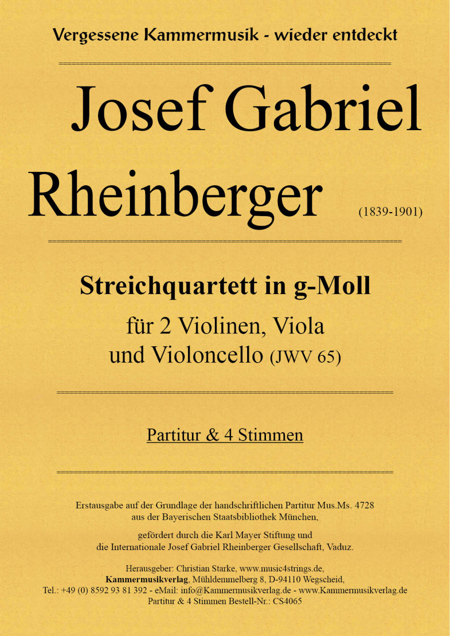 Vorderes Coverbild Streichquartett in g-Moll JWV 65