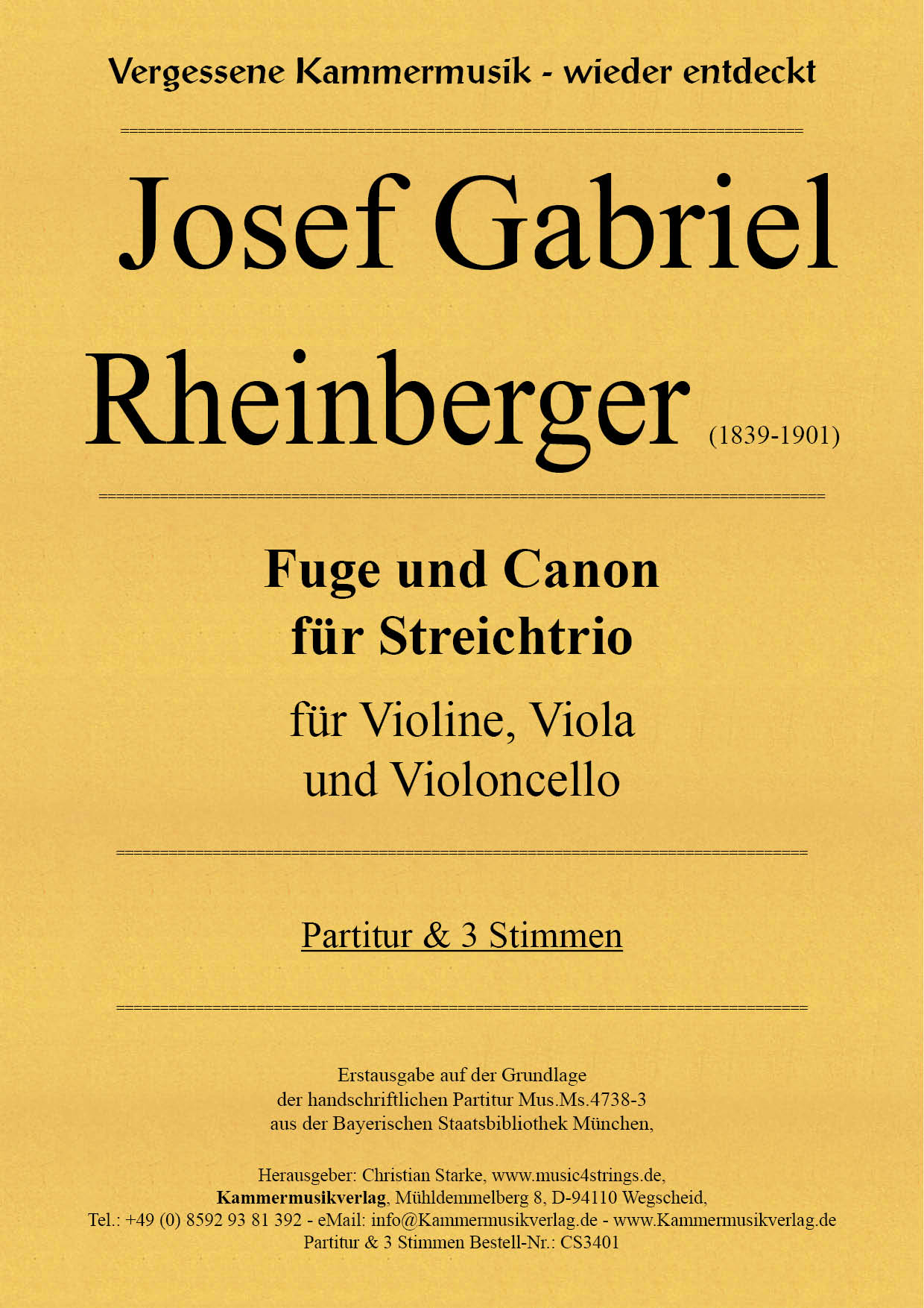 Vorderes Coverbild Fuge und Canon für Streichtrio