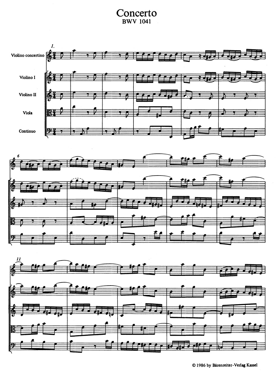 Vorderes Coverbild Konzerte in a-Moll und E-Dur für Violine und Orchester BWV 1041, 1042