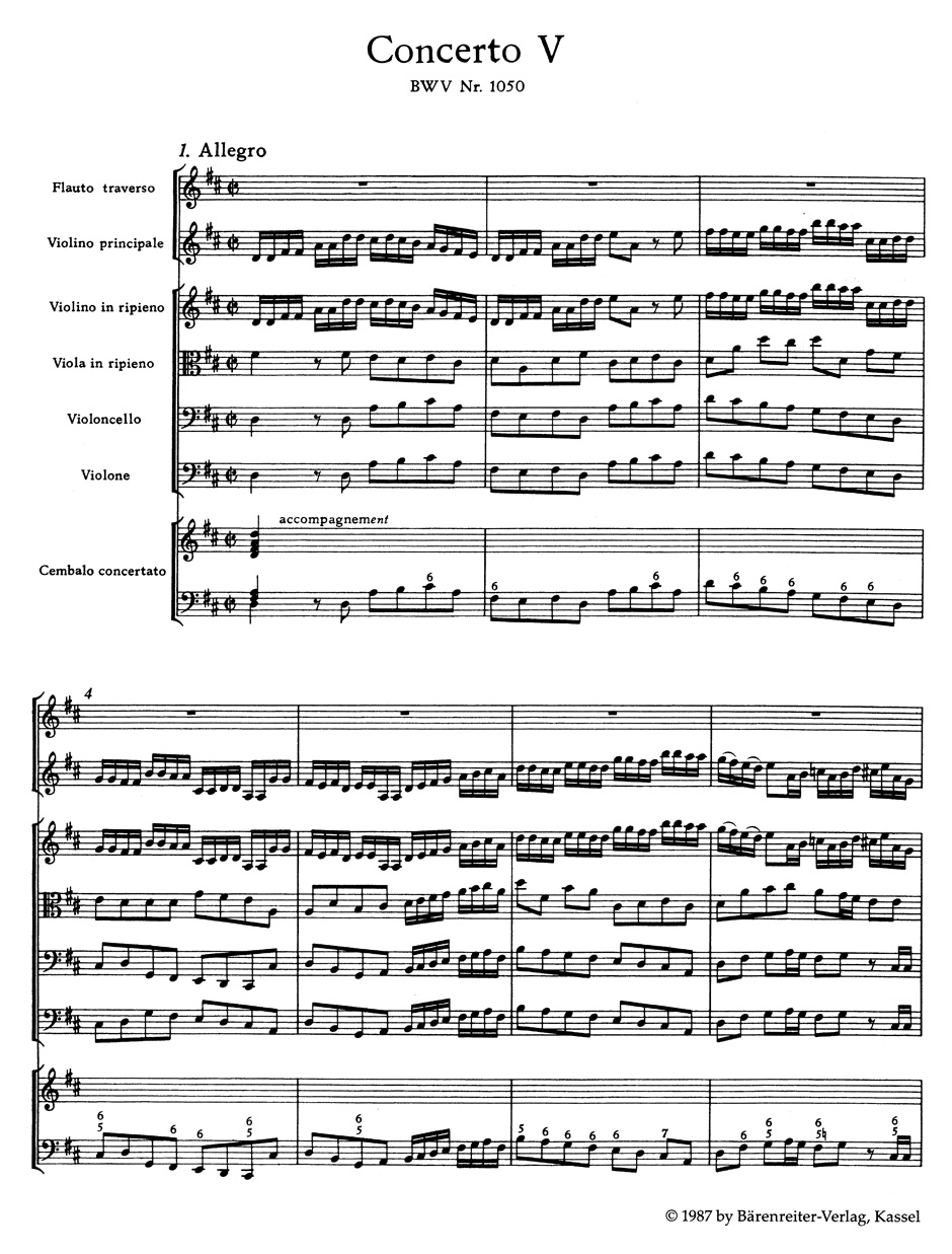 Anderes Coverbild Brandenburgisches Konzert Nr. 5 D-Dur BWV 1050