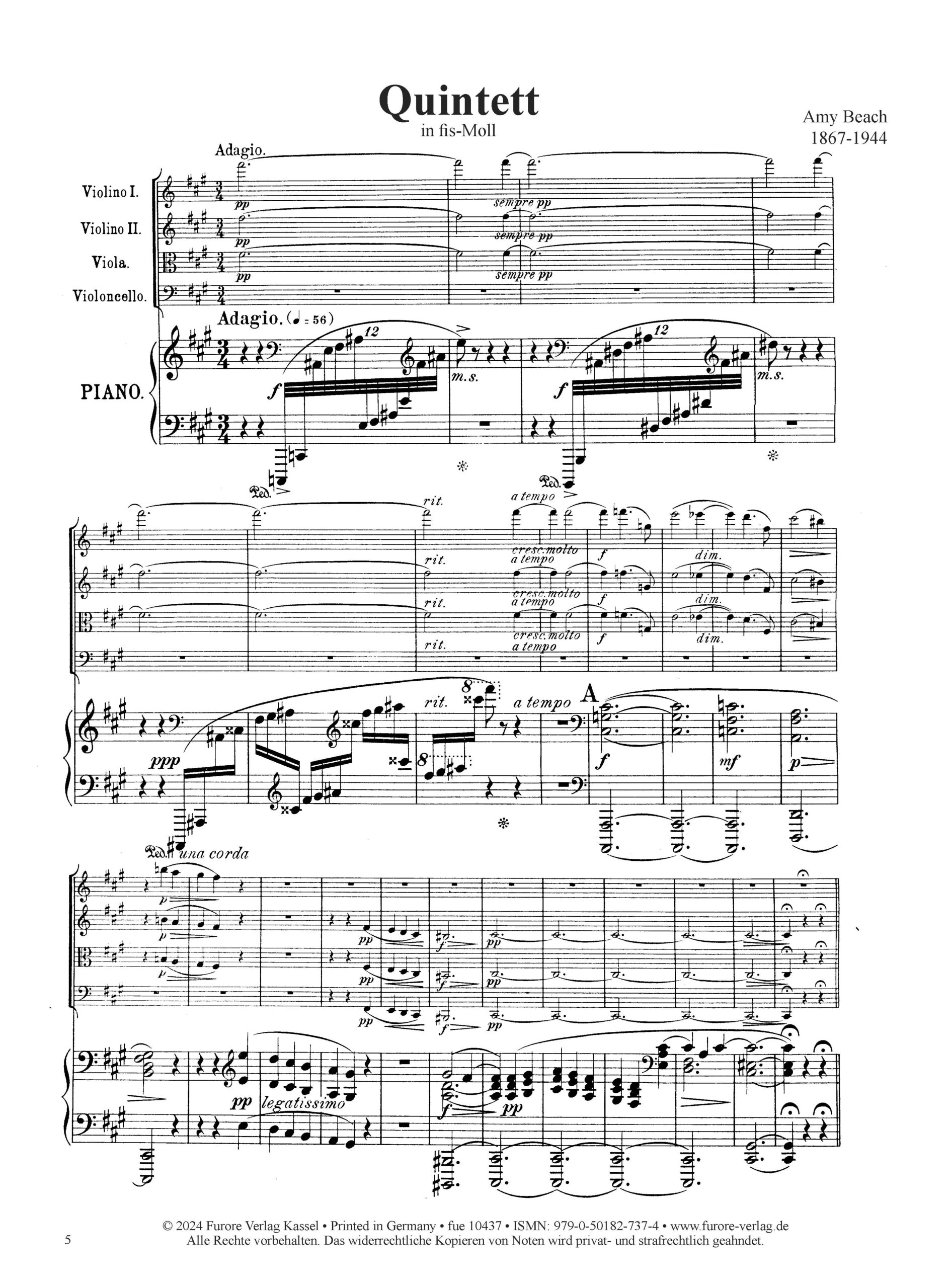 Anderes Coverbild Quintett in fis-Moll op. 67