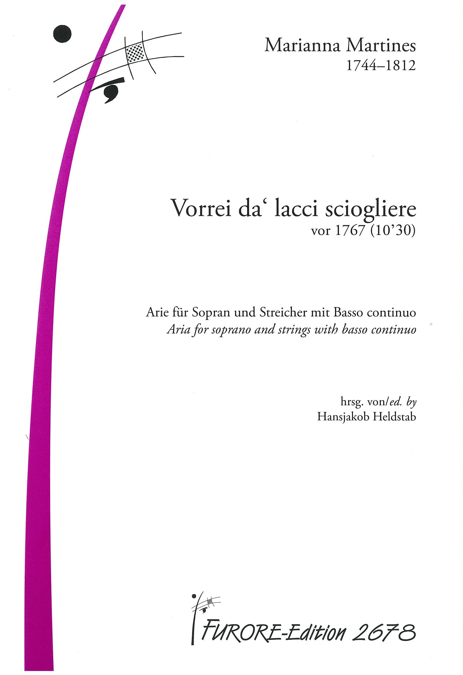 Vorderes Coverbild Vorrei da' lacci sciogliere Arie für Sopran und Streicher mit Basso continuo (1767)
