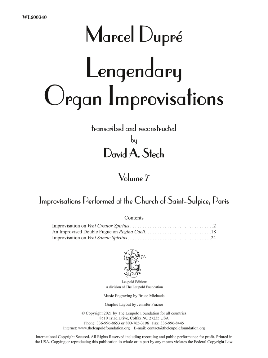 Anderes Coverbild Legendary Organ Improvisations, Volume 7