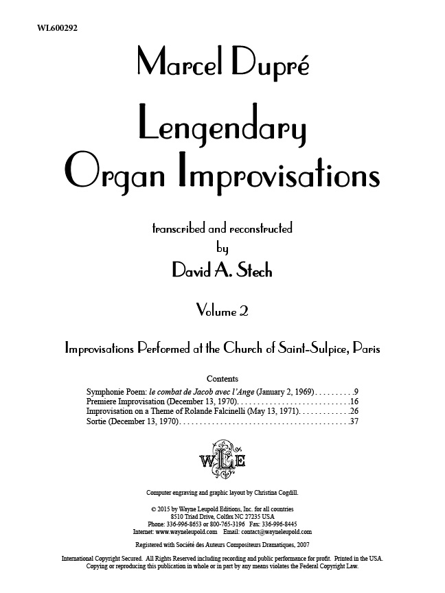 Anderes Coverbild Legendary Organ Improvisations, Volume 2