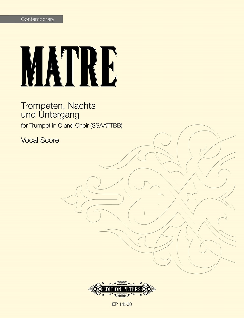 Vorderes Coverbild Trompeten, Nachts und Untergang für Trompete in C und Chor (SSAATTBB) (2020)