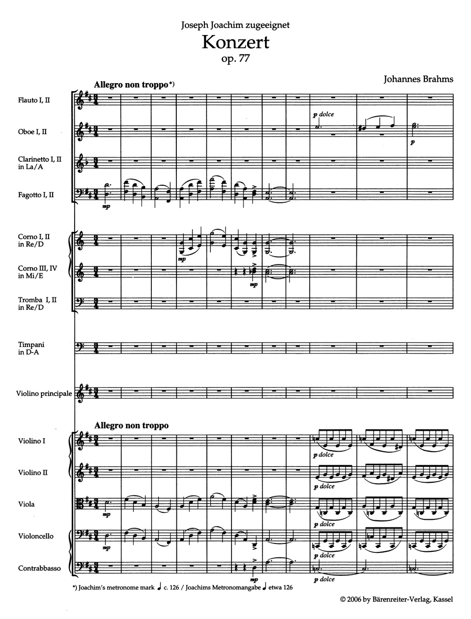 Vorderes Coverbild Konzert für Violine und Orchester D-Dur op. 77