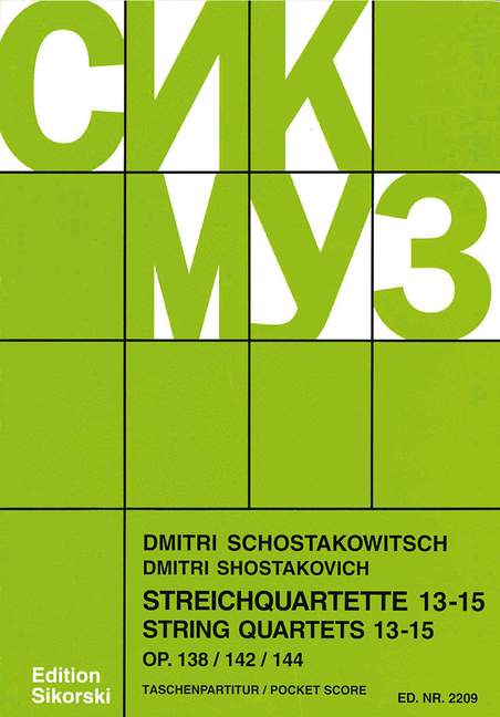 Vorderes Coverbild Streichquartette Nr. 13-15 op. 138 + 142 + 144 