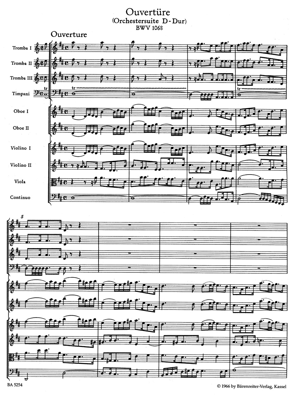 Anderes Coverbild Ouvertüre (Orchestersuite) D-Dur BWV 1068