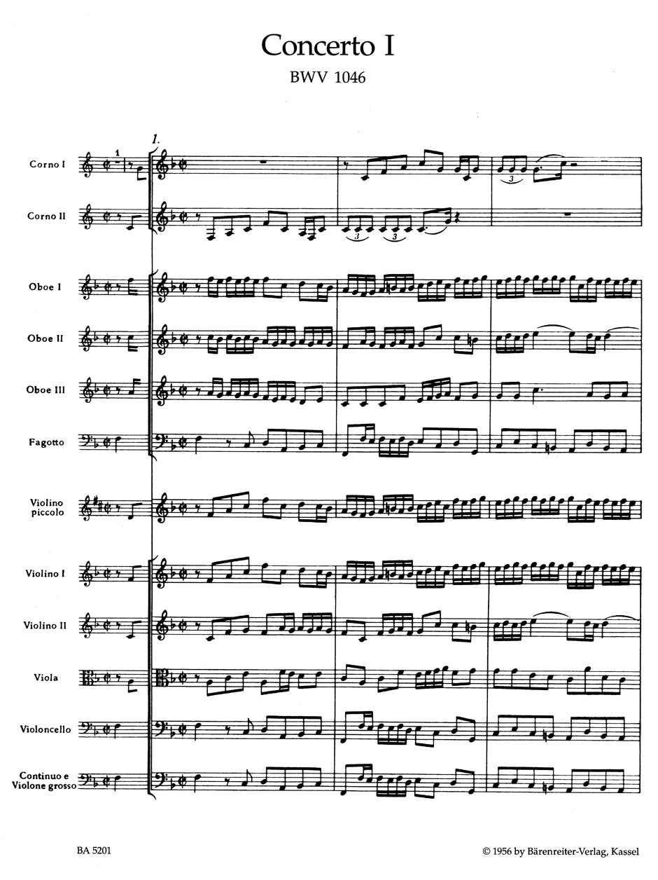 Anderes Coverbild Brandenburgisches Konzert Nr. 1 und Erste Fassung "Sinfonia" F-Dur BWV 1046, 1046a