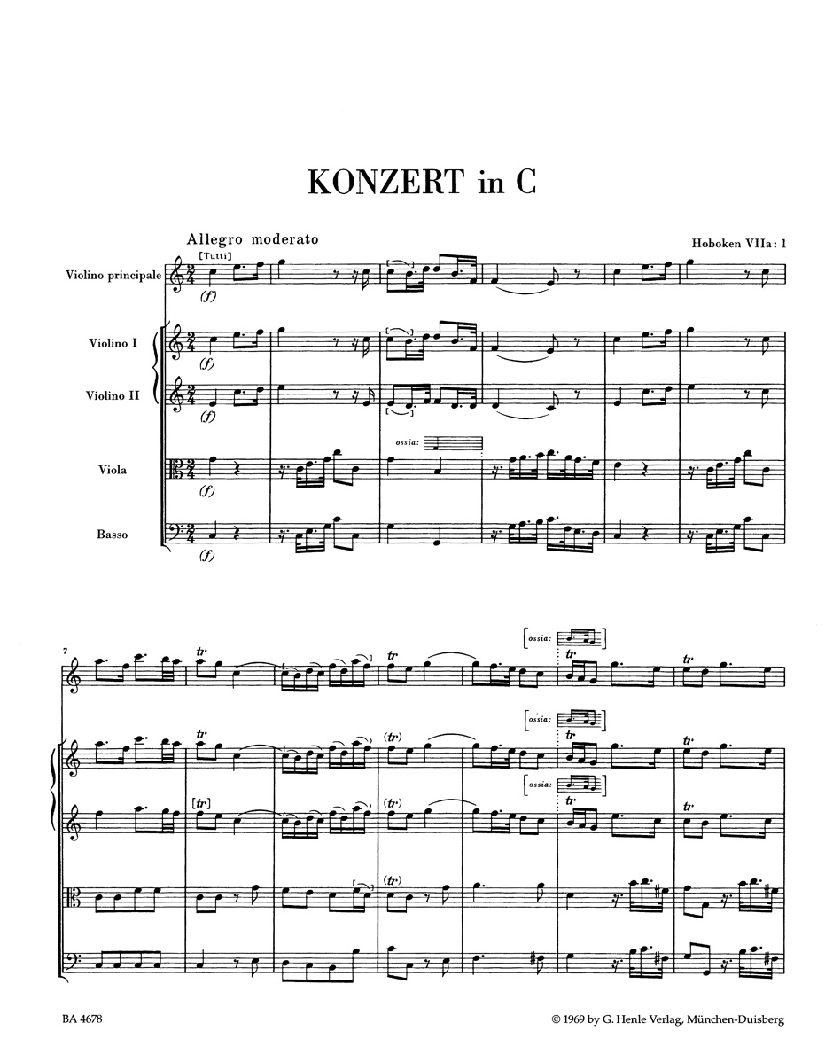 Anderes Coverbild Konzert für Violine und Orchester C-Dur Hob. VIIa:1