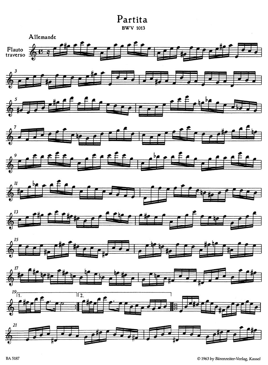 Anderes Coverbild Partita für Flöte Solo a-Moll BWV 1013