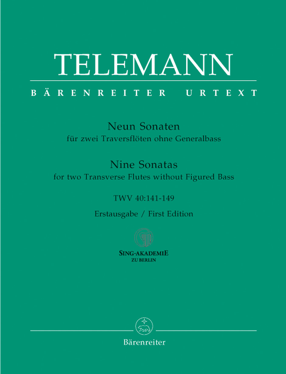 Vorderes Coverbild Neun Sonaten für zwei Traversflöten ohne Bass TWV 40:141-149