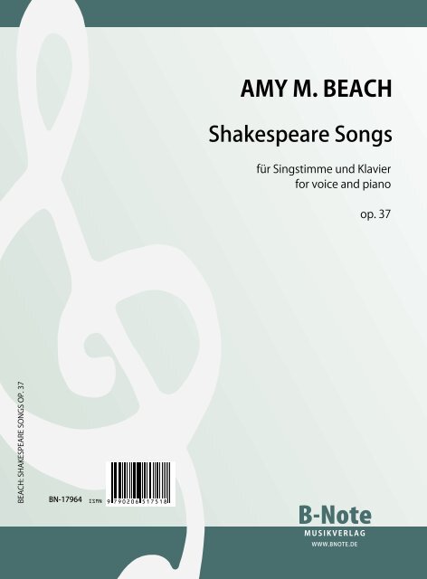 Vorderes Coverbild Shakespeare Songs für Singstimme und Klavier op. 37