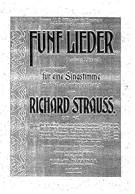 Vorderes Coverbild Fünf Lieder nach Gedichten von Ludwig Uhland op. 47/1 