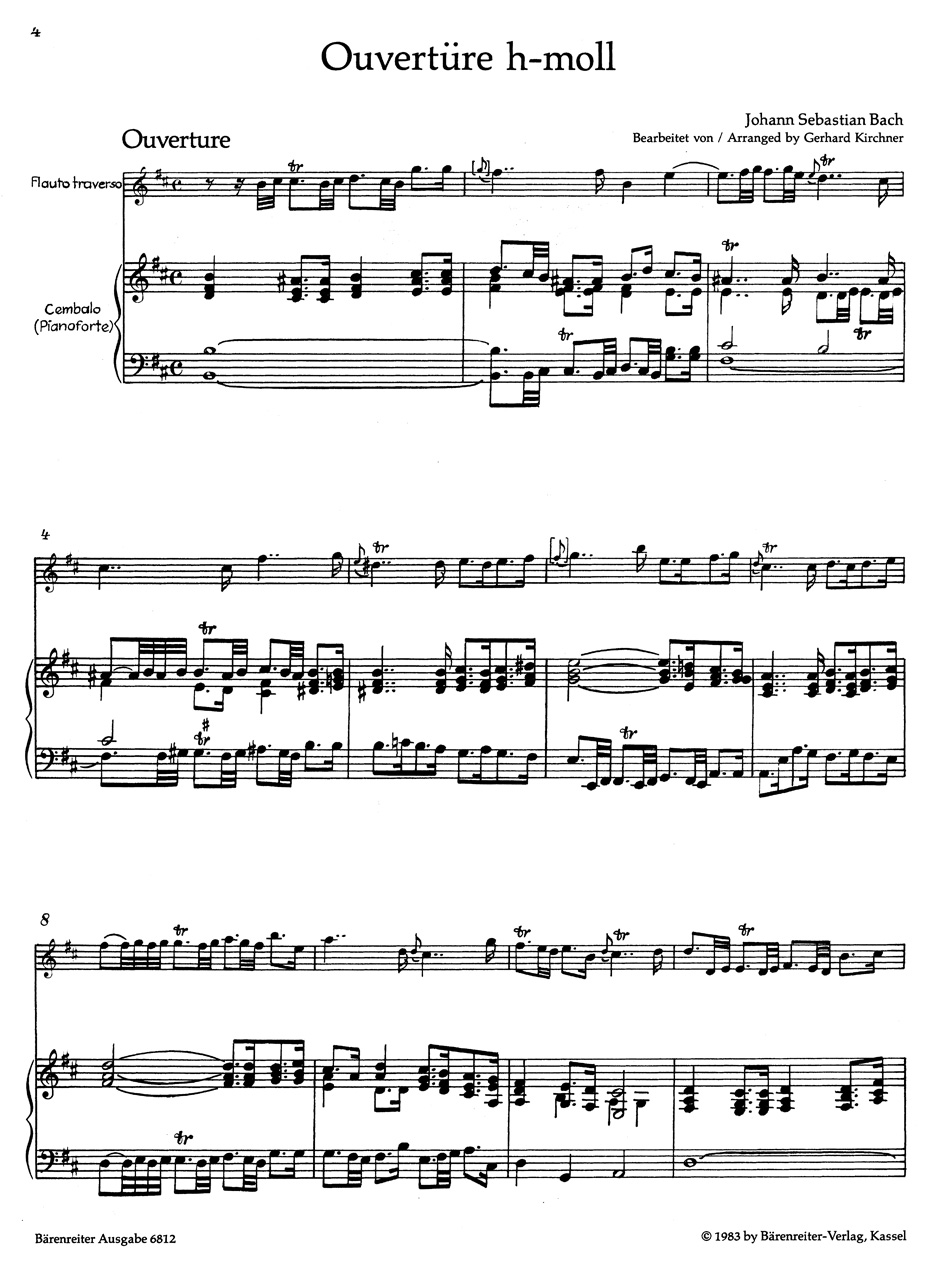 Anderes Coverbild Ouvertüre (Orchestersuite) für Flöte und obligates Cembalo (Klavier) h-Moll