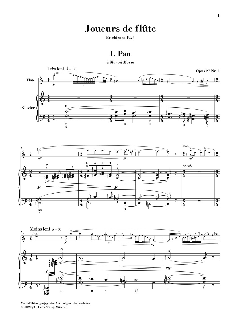 Anderes Coverbild Joueurs de flûte op. 27 für Flöte und Klavier