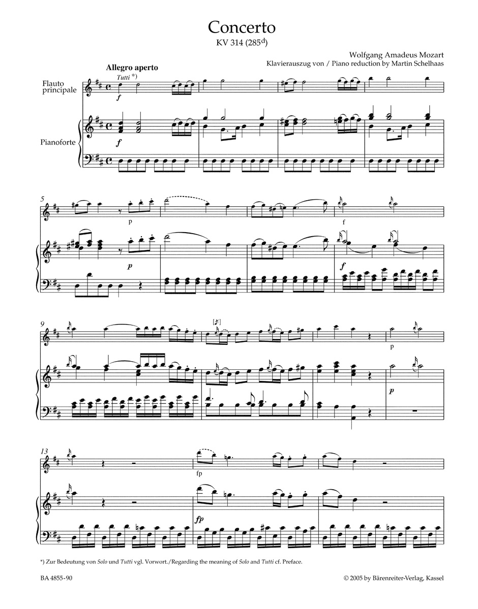 Anderes Coverbild Konzert für Flöte und Orchester D-Dur KV 314 (285d)