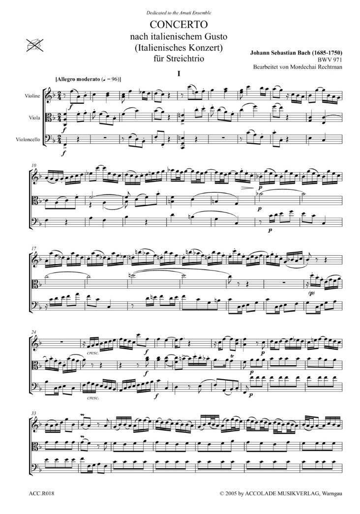 Anderes Coverbild Italienisches Konzert BWV 971 