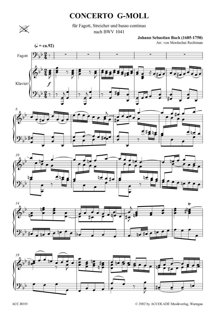 Anderes Coverbild Konzert in g-Moll BWV 1041 