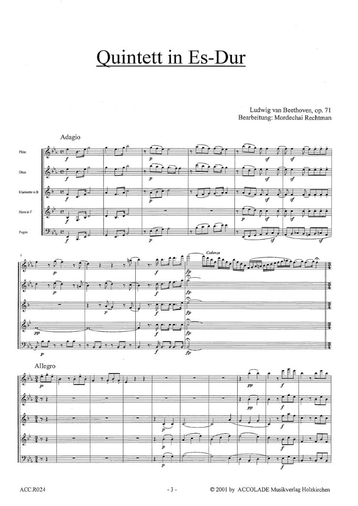 Anderes Coverbild Bläserquintett Es-Dur op. 71 