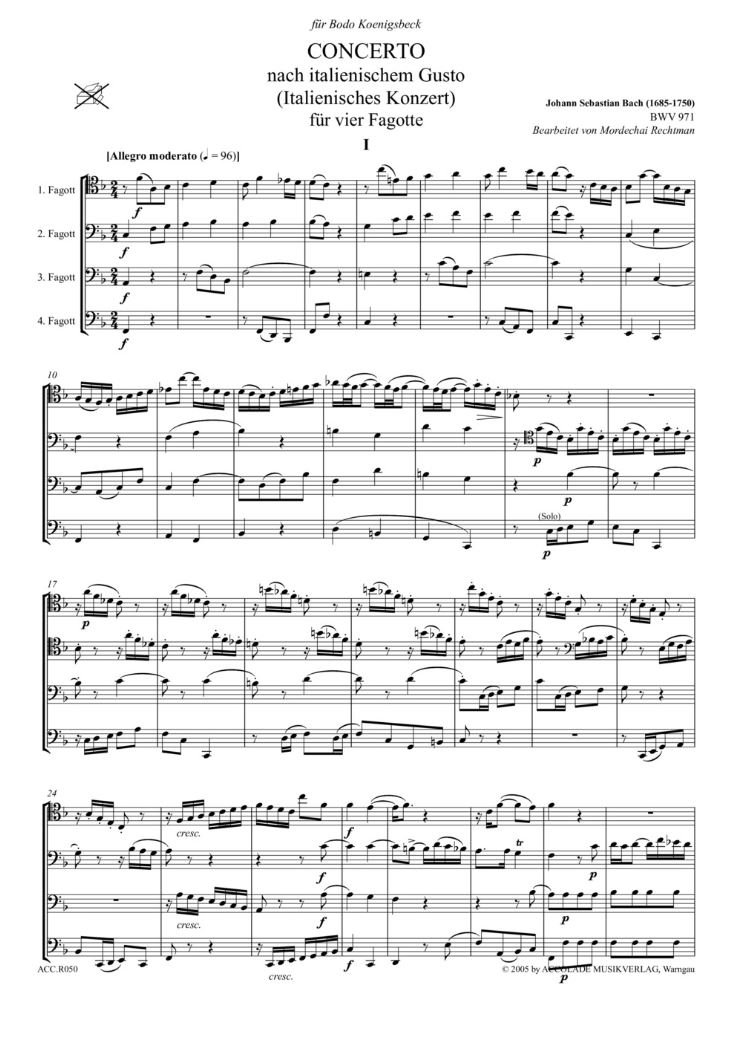 Anderes Coverbild Italienisches Konzert BWV 971 