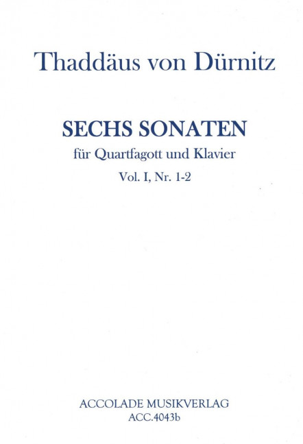 Vorderes Coverbild Sechs Sonaten für Quartfagott und Klavier Band 1