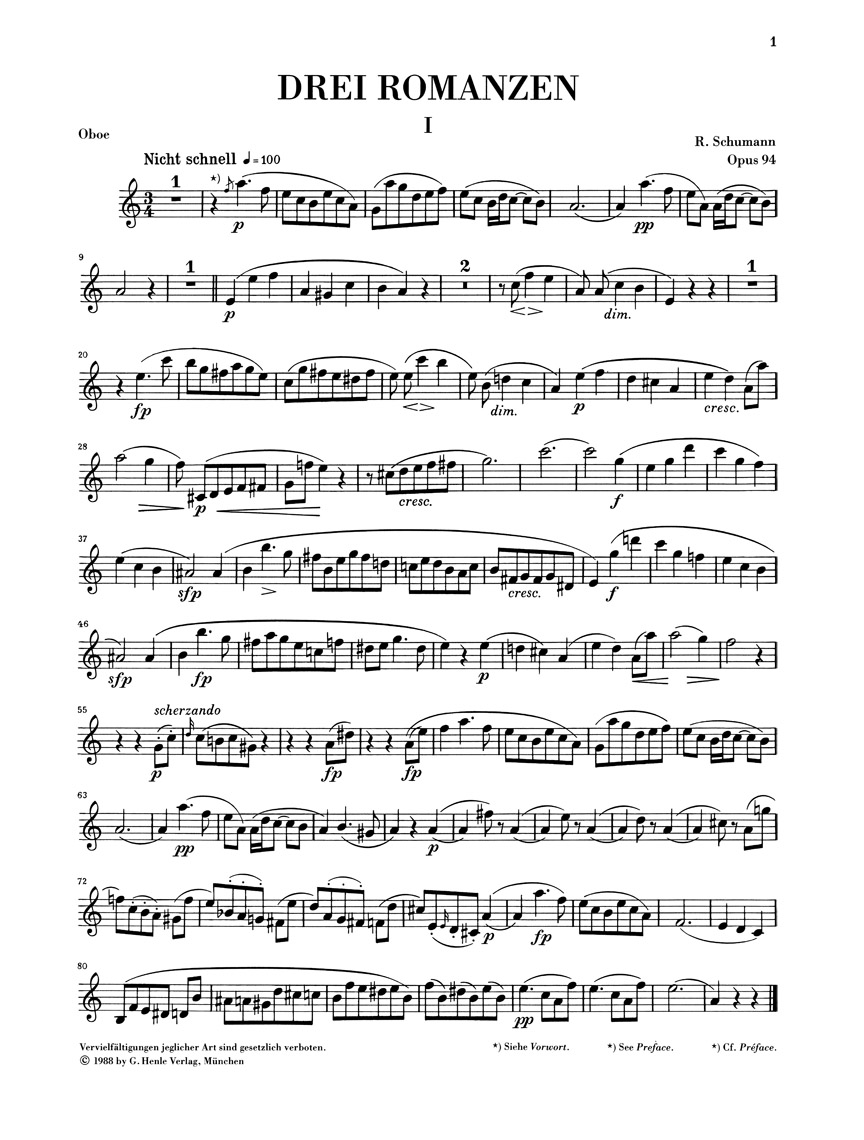 Anderes Coverbild Romanzen für Oboe (Violine, Klarinette) und Klavier op. 94