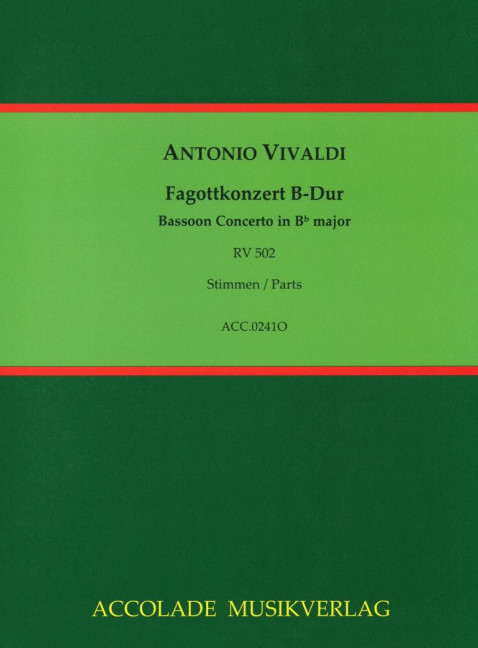 Vorderes Coverbild Fagottkonzert B-Dur RV 502 / F:VIII,24 / PV 382 