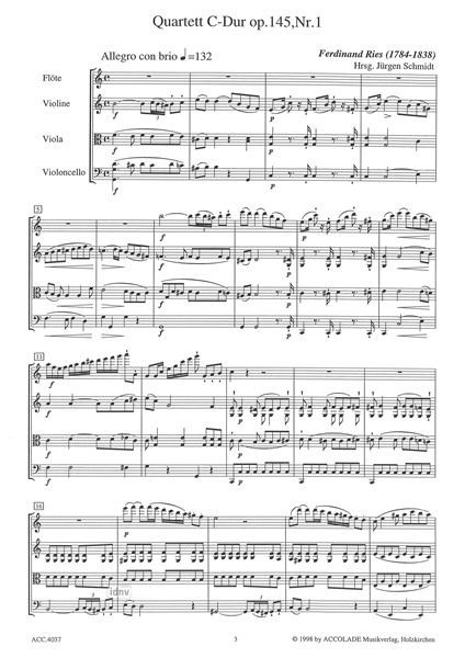 Anderes Coverbild Sechs Quartette für Flöte und Streichtrio op.145,1 