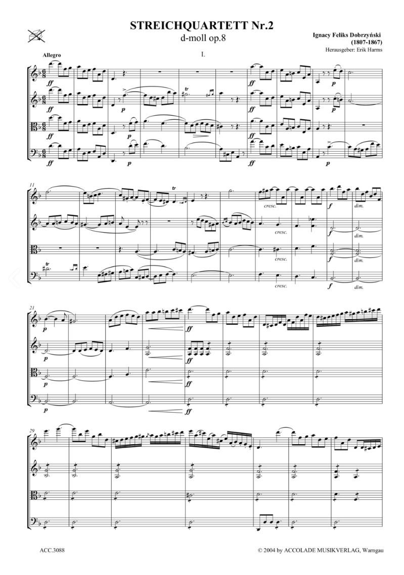 Anderes Coverbild Streichquartett Nr. 2 d-moll op. 8 