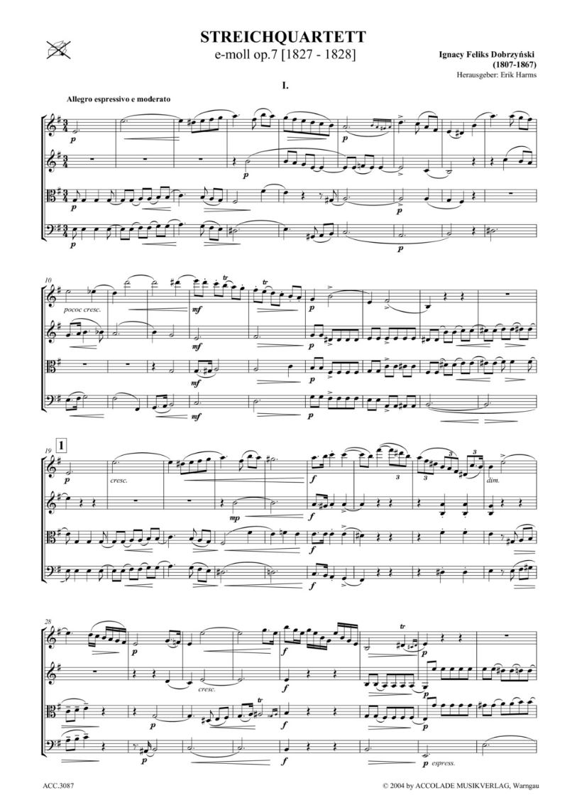 Anderes Coverbild Streichquartett Nr. 1 e-moll op. 7 